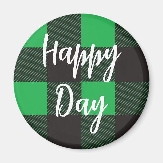 Groene Pset Pattern Happy Day Magneet (Voorkant)