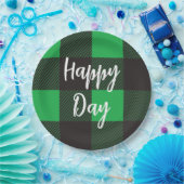 Groene Pset Pattern Happy Day Papieren Bordje (Feest)