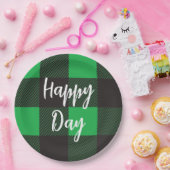 Groene Pset Pattern Happy Day Papieren Bordje (Feest)