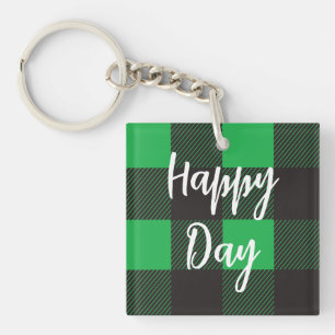 Groene Pset Pattern Happy Day Sleutelhanger