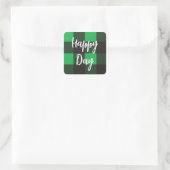 Groene Pset Pattern Happy Day Vierkante Sticker (Tas)