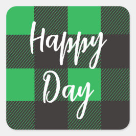 Groene Pset Pattern Happy Day Vierkante Sticker