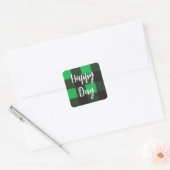 Groene Pset Pattern Happy Day Vierkante Sticker (Envelop)