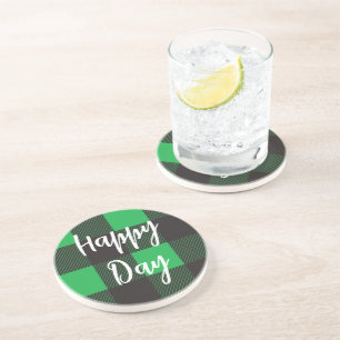 Groene Pset Pattern Happy Day Zandsteen Onderzetter