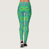Groene Psychedelic Starburst Fractal Pattern Leggings (Achterkant)