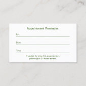 Groene Psycholoog Persoonlijke Counselor Afspraak Afsprakenkaartje (Achterkant)