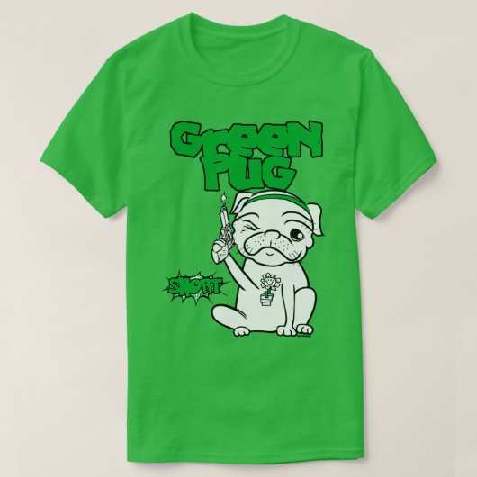 Groene pug t-shirt (Design voorkant)