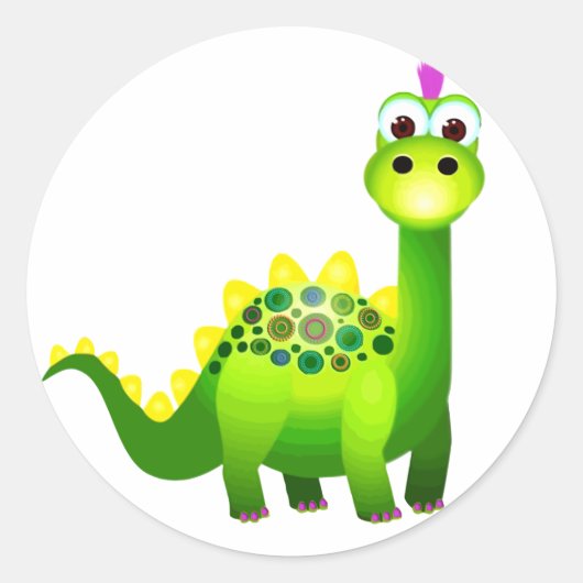 Groene Punk Dino Ronde Sticker (Voorkant)
