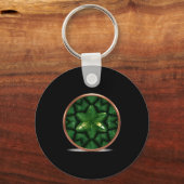 Groene puntige sterfractal met koperen frame sleutelhanger (Voorkant)