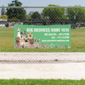 Groene Puppies Bloemen Botanische Hond Grooming Spandoek (Insitu)