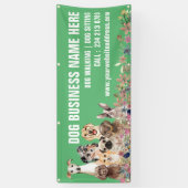 Groene Puppies Bloemen Botanische Hond Grooming Spandoek (Verticaal)