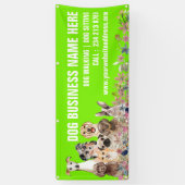 Groene Puppies Bloemen Botanische Hond Zittend Spandoek (Verticaal)