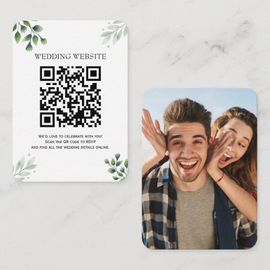 Groene QR-code en foto bijlage uitnodiging (Voorkant / Achterkant)