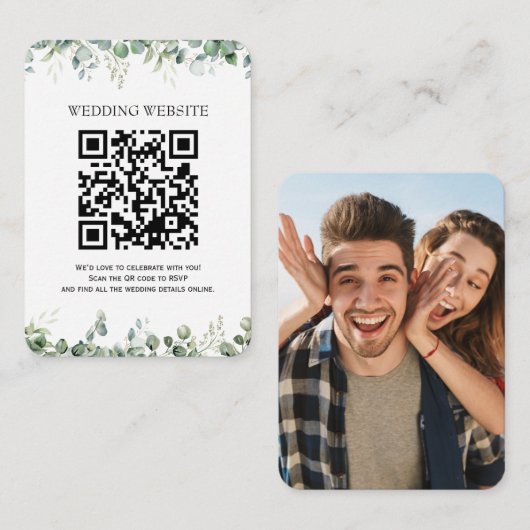 Groene QR-code en foto bijlage uitnodiging (Voorkant / Achterkant)