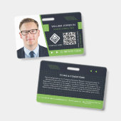 Groene QR-code foto ID-badge | Bedrijfsmedewerker Badge (Voor- en achterkant)