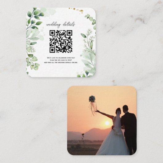 Groene QR-code Foto RSVP Bijlage Uitnodiging (Voorkant / Achterkant)