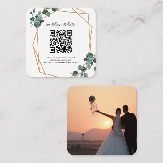 Groene QR-code Foto RSVP Bijlage Uitnodiging (Voorkant / Achterkant)