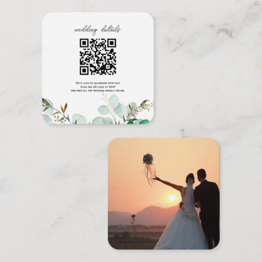 Groene QR-code Foto RSVP Bijlage Uitnodiging (Voorkant / Achterkant)