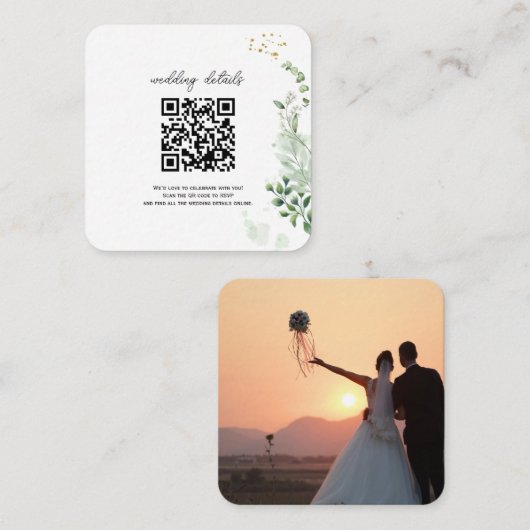 Groene QR-code Foto RSVP Bijlage Uitnodiging (Voorkant / Achterkant)