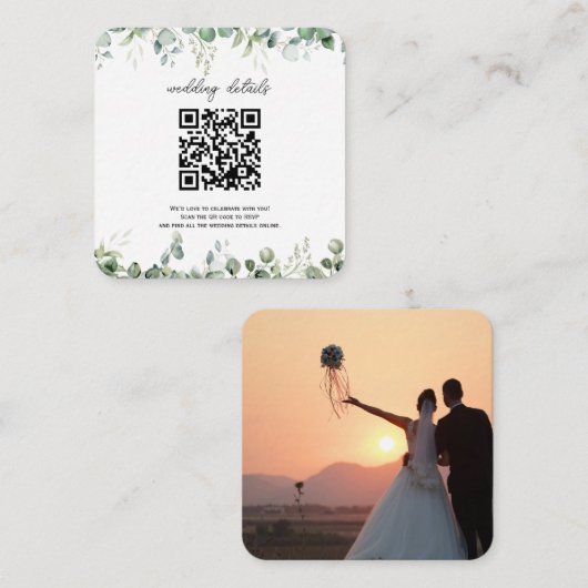 Groene QR-code Foto RSVP Bijlage Uitnodiging (Voorkant / Achterkant)