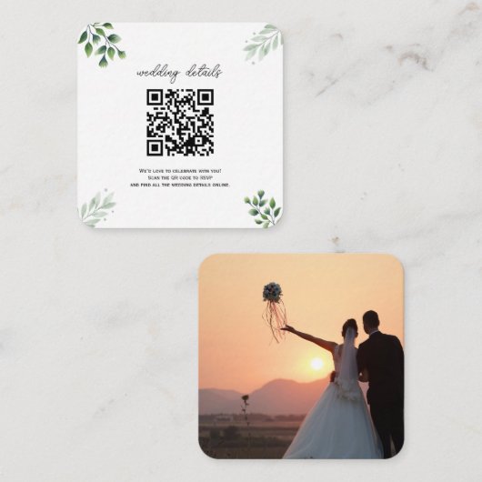 Groene QR-code Foto RSVP Bijlage Uitnodiging (Voorkant / Achterkant)