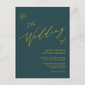 Groene QR-code in één Gold Script Weddenschap Uitnodiging Briefkaart (Voorkant)