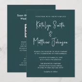 Groene QR-code in één modern Script Weddenschap Kaart (Voorkant / Achterkant)