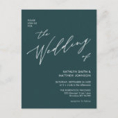 Groene QR-code in één modern Script Weddenschap Uitnodiging Briefkaart (Voorkant)