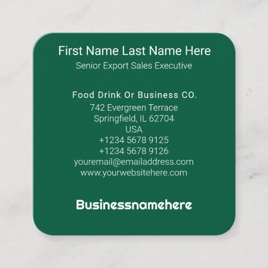 Groene QR-code Logo Square Professional Minimal Vierkante Visitekaartje (Voorkant)