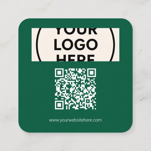 Groene QR-code Logo Square Professional Modern Eco Vierkante Visitekaartje (Achterkant)