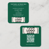 Groene QR-code Logo Square Professional Modern Eco Vierkante Visitekaartje (Voorkant / Achterkant)