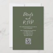 Groene QR-code Olijfgroene Trouwavondfeest Kaart (Achterkant)