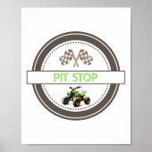 Groene Quad Bike Pit Stop Verjaardagsteken Poster (Voorkant)