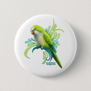 Groene Quaker Papegaai Ronde Button 5,7 Cm