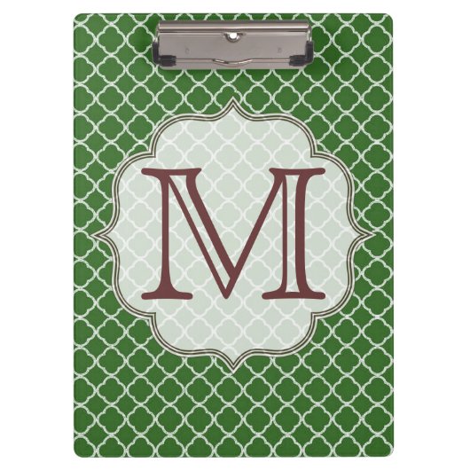 Groene Quarterfoil Latti Monogram Clip Board Klembord (Voorkant)
