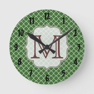 Groene Quarterfoil Latti Monogram Wandklok