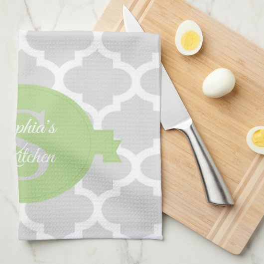 Groene Quatrefoil - Aangepaste keukenhanddoeken (Quarter Fold)