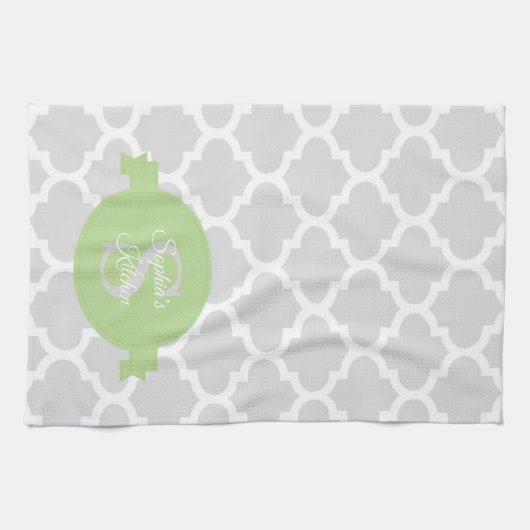 Groene Quatrefoil - Aangepaste keukenhanddoeken (Horizontaal)