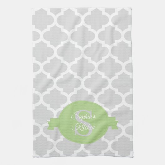 Groene Quatrefoil - Aangepaste keukenhanddoeken (Verticaal)