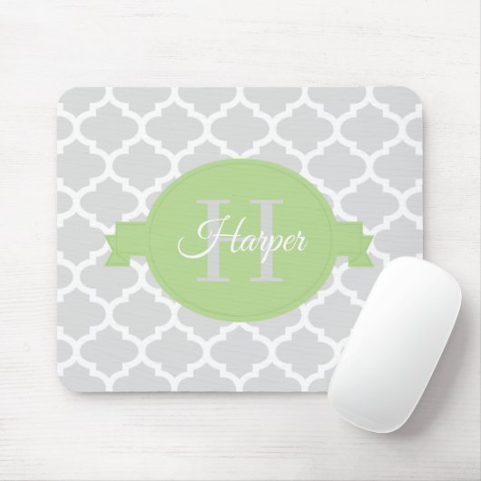 Groene Quatrefoil - Aangepaste Muismat (Met muis)