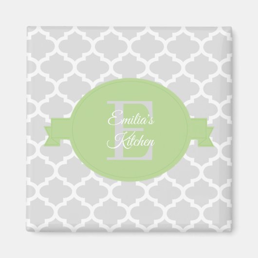 Groene Quatrefoil - Gepersonaliseerd Magnet (Voorkant)