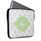 Groene Quatrefoil-laptophoes op maat Laptop Sleeve (Voorkant Rechts)