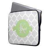 Groene Quatrefoil-laptophoes op maat Laptop Sleeve (Voorkant Links)
