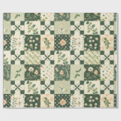 Groene Quilt Patchwork Antieke Plaid Geometrisch Cadeaupapier (Vlak)