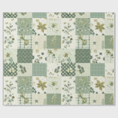 Groene Quilt Patchwork Antieke Plaid Geometrisch Cadeaupapier (Vlak)