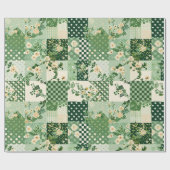 Groene Quilt Patchwork Antieke Plaid Geometrisch Cadeaupapier (Vlak)