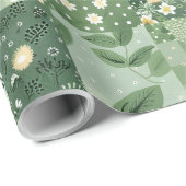 Groene Quilt Patchwork Antieke Plaid Geometrisch Cadeaupapier (Rol Hoek)