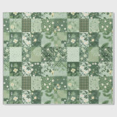 Groene Quilt Patchwork Antieke Plaid Geometrisch Cadeaupapier (Vlak)