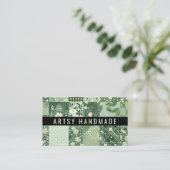 Groene Quilt Patchwork Handgemaakte Kleding Visitekaartje (Staand voorkant)