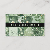 Groene Quilt Patchwork Handgemaakte Kleding Visitekaartje (Voorkant)